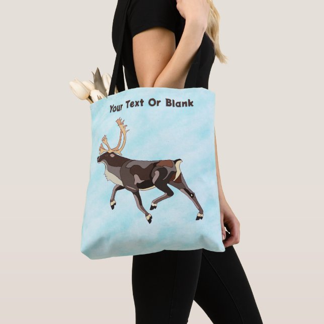 Tote Bag Caribou/Reindeer d'art populaire (De près)
