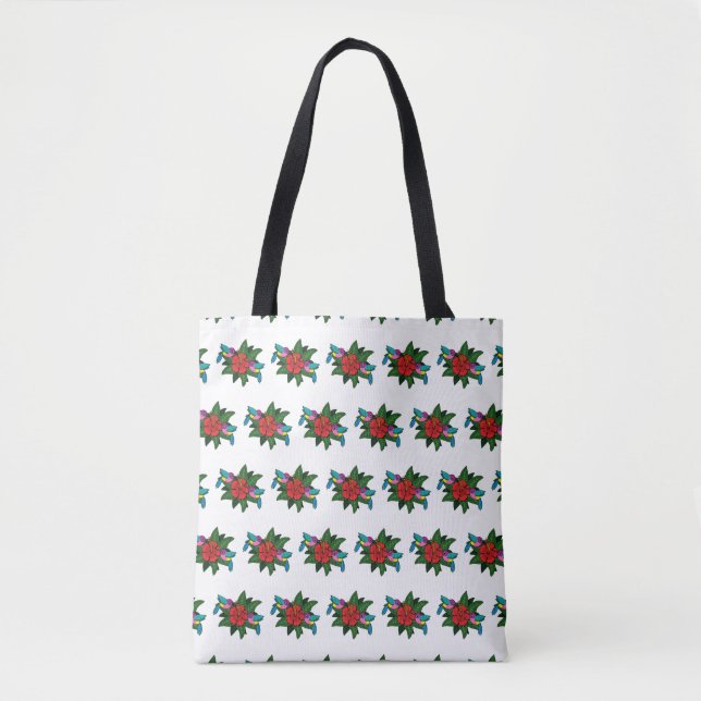 Tote Bag Caricature à fleurs d'Hibiscus - W (Devant)
