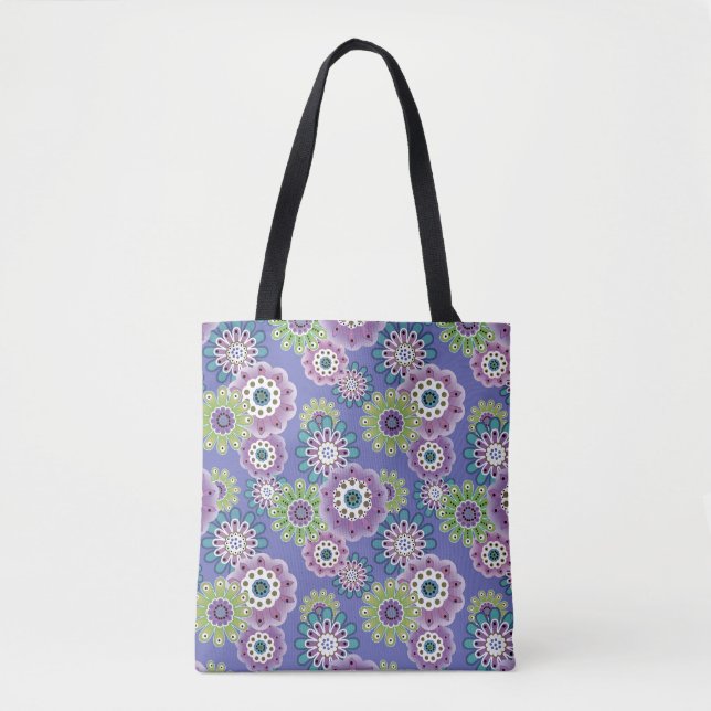 Tote Bag Caricature amusante Abstraite fleurs fleuris enfan (Devant)