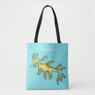Tote Bag Caricature amusante de dragon de mer feuillu