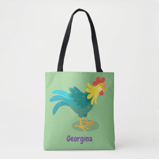 Tote Bag Caricature amusante du coq à rames (Devant)