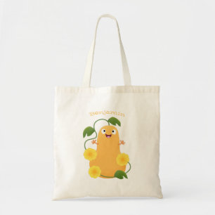 Tote Bag Caricature citrouille gourde en beuret joyeux