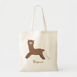 Tote Bag Caricature d'alpaga brun joli