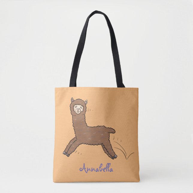 Tote Bag Caricature d'aplaca brun joyeux (Devant)