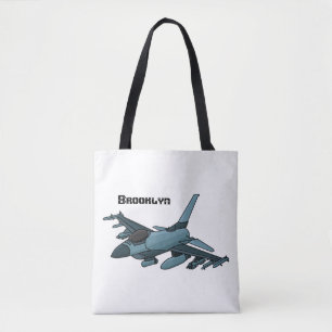 Tote Bag Caricature d'avion de chasse militaire