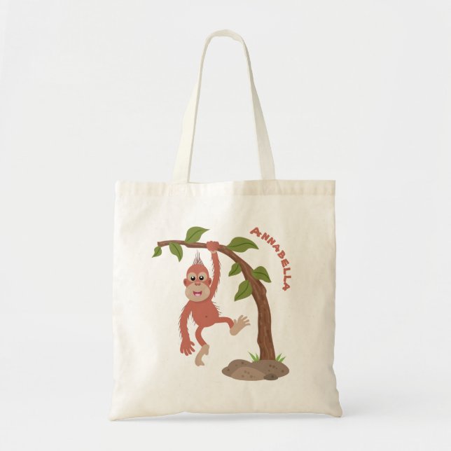 Tote Bag Caricature de bébé orangoutan joyeux (Devant)