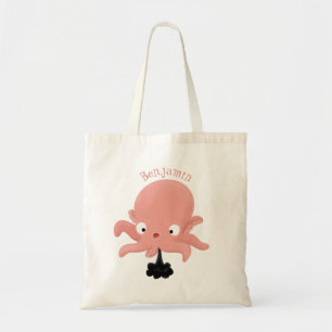 Tote Bag Caricature de bébé pieuvre rose mignonne humour