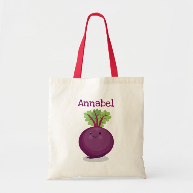 Tote Bag Caricature de betterave joyeux (Devant)