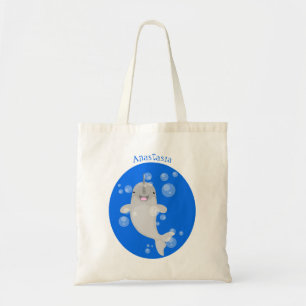 Tote Bag Caricature de bulles de narval joyeux