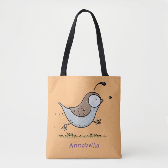 Tote Bag Caricature de caille californienne joli (Devant)