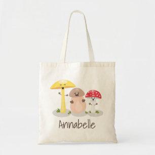 Tote Bag Caricature de champignons joyeux et de tabourets