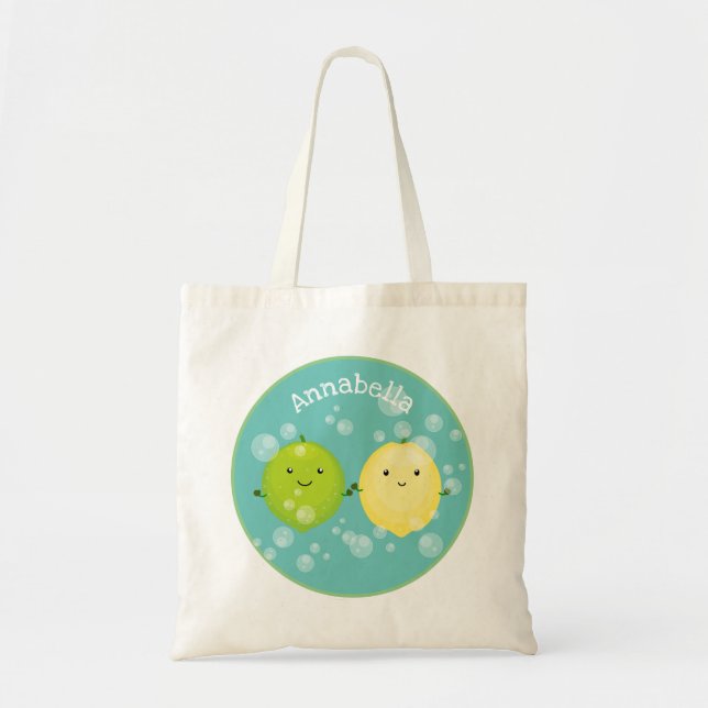 Tote Bag Caricature de chaux de citron joyeux (Devant)
