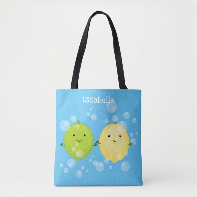 Tote Bag Caricature de chaux de citron joyeux (Devant)