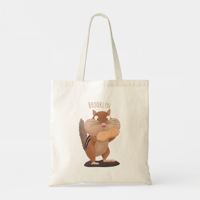 Tote Bag Caricature de chipmunk à grosses joues mignonnes (Dos)