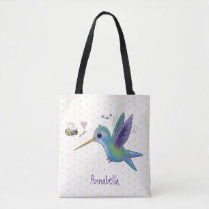 Tote Bag Caricature de colibri d'abeille mignonne