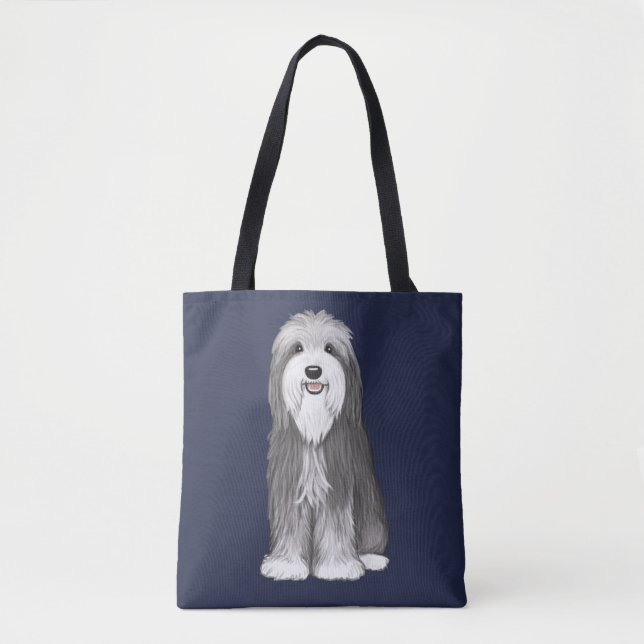 Tote Bag Caricature de Collie à oreille mignonne Chien (Devant)