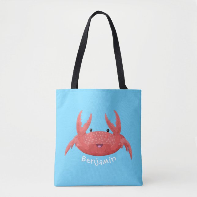 Tote Bag Caricature de crabe rouge cuite (Devant)