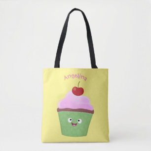 Tote Bag Caricature de cupcake joyeux