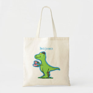 Tote Bag Caricature de dinosaure vert t rex
