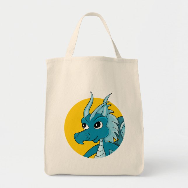 Tote Bag Caricature de dragon bleu (Devant)