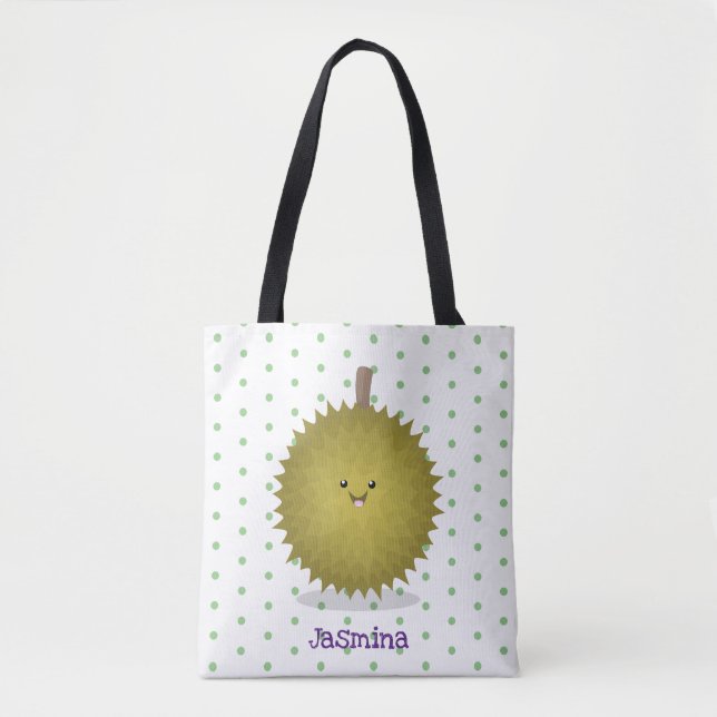 Tote Bag Caricature de durian joyeux (Devant)