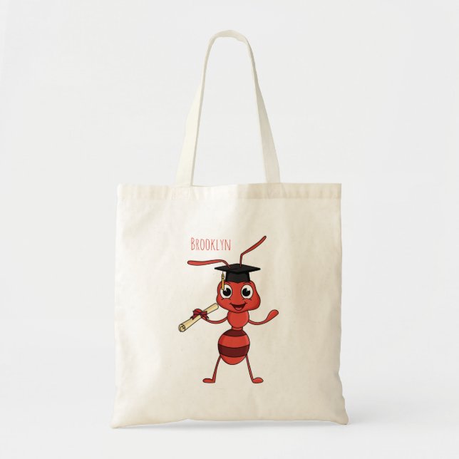 Tote Bag Caricature de fourmi rouge joyeux (Devant)