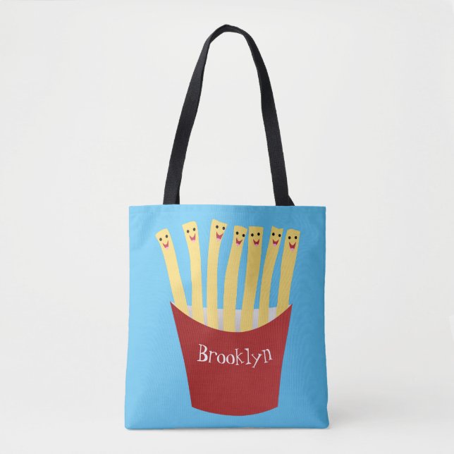 Tote Bag Caricature de frites Cute kawaii fast food (Devant)