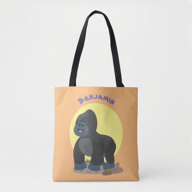 Tote Bag Caricature de gros gorilles joyeux (Devant)