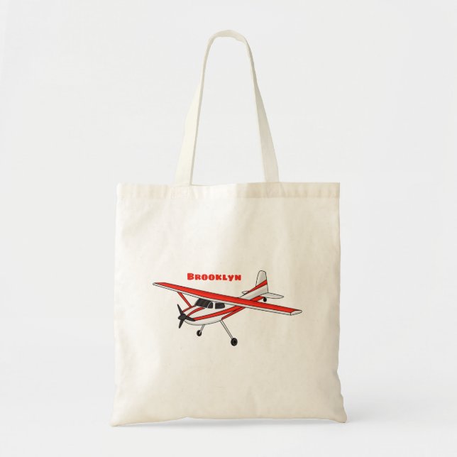 Tote Bag Caricature de l'avion à train de vélo (Devant)