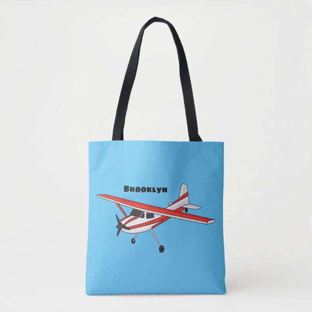 Tote Bag Caricature de l'avion à train de vélo (Devant)
