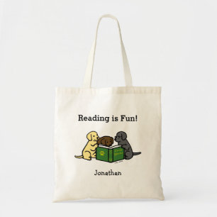Tote Bag Caricature de lecture de marionnettes du Labrador
