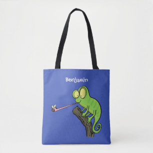 Tote Bag Caricature de lézard de caméléon vert joyeux