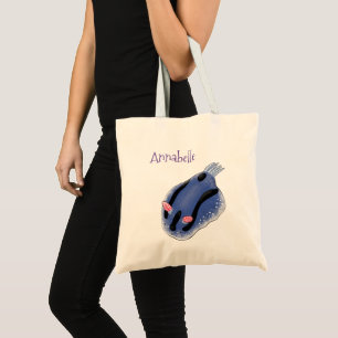 Tote Bag Caricature de nudibranche bleu mignon