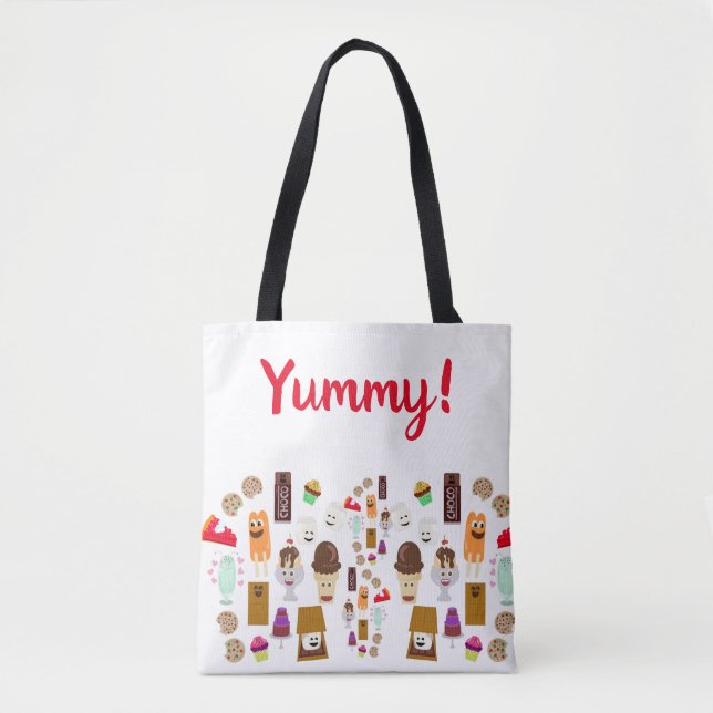 Tote Bag Caricature de personnages de nourriture douce Four (Devant)