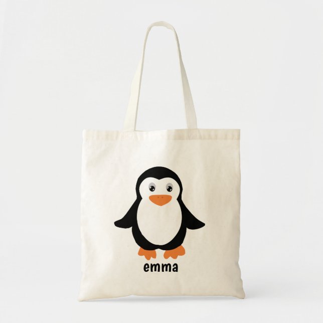 Tote Bag Caricature de pingouin mignon Personnalisez votre  (Devant)