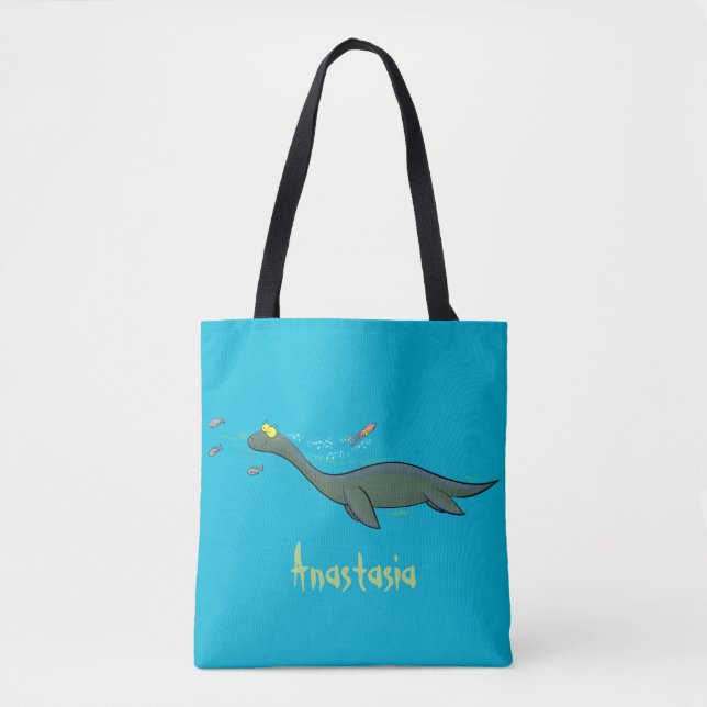 Tote Bag Caricature de plesiosaure, monstre marin mignon et (Devant)