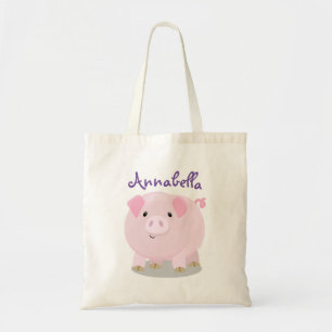 Tote Bag Caricature de porc mignon rose pot vendue