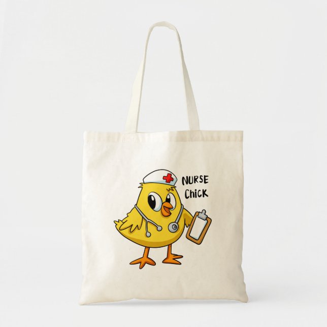 Tote Bag Caricature de poussin infirmière | choisir la coul (Devant)