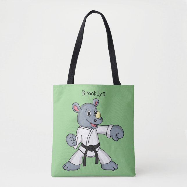 Tote Bag Caricature de rhino kung fu (Devant)
