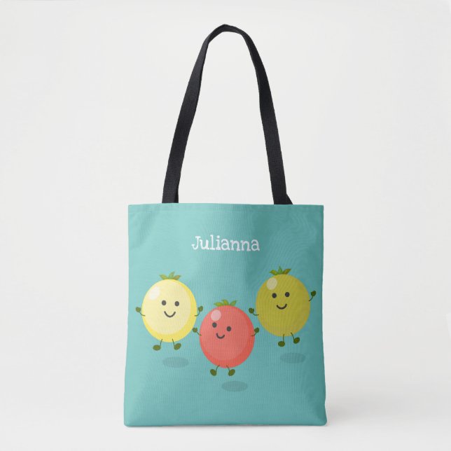 Tote Bag Caricature de tomates cerises mûres (Devant)