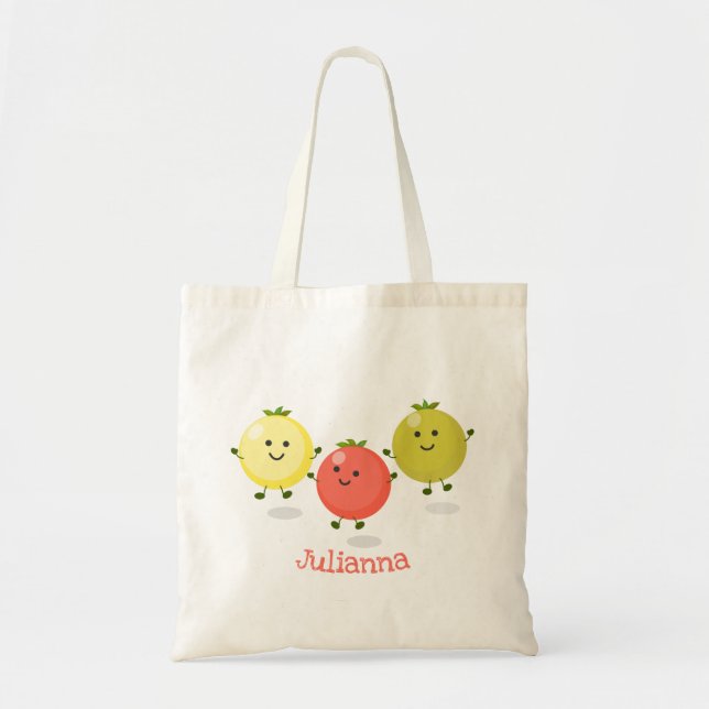 Tote Bag Caricature de tomates cerises mûres (Devant)