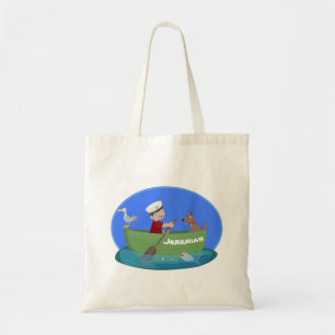 Tote Bag Caricature de voilier et de canot à rames garçon m