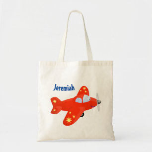 Tote Bag Caricature de vol d'avion rouge mignon