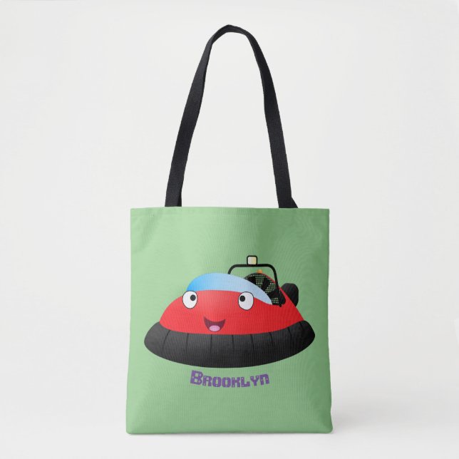 Tote Bag Caricature d'hovercraft rouge joyeux (Devant)