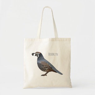 Tote Bag Caricature d'oiseau de caille de Californie