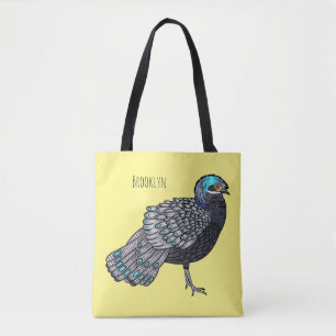Tote Bag Caricature d'oiseau de faisan paon de Bornéo