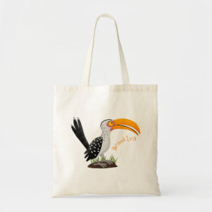 Tote Bag Caricature d'oiseau de safari de barbecue jaune am