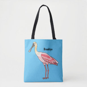 Tote Bag Caricature d'oiseau de spatule de rose