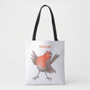 Tote Bag Caricature d'oiseau rouge chantant mignon