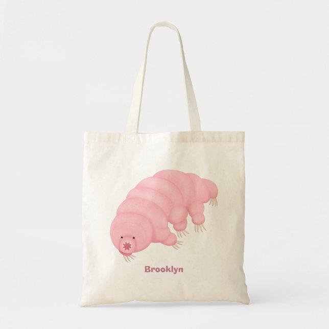 Tote Bag Caricature d'ours d'eau tardigrade rose mignon (Devant)